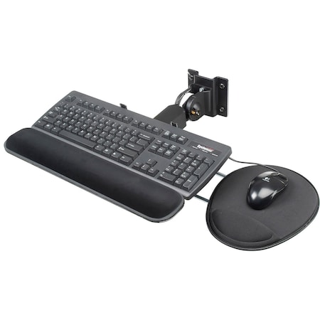Global Industrial Flip Up Keyboard & Mouse Tray, 18inW, Black 493573KT
